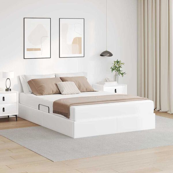 vidaXL Letto con contenitore e materasso Bianco 140 x 200 cm