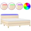vidaXL Letto a Molle con Materasso e LED Crema 160x200 cm in Tessuto