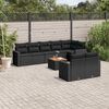 vidaXL Set Divani da Giardino 9 pz con Cuscini Nero in Polyrattan
