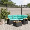 vidaXL Set Divani da Giardino 5 pz con Cuscini Nero in Polyrattan