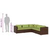 vidaXL Set Divani da Giardino 5 pz con Cuscini in Polyrattan Marrone