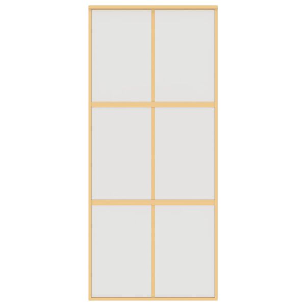 vidaXL Porta Scorrevole Dorata 90x205 Vetro Smerigliato ESG Alluminio