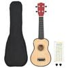 vidaXL Set Ukulele Soprano con Borsa per Bambini Legno Naturale 23