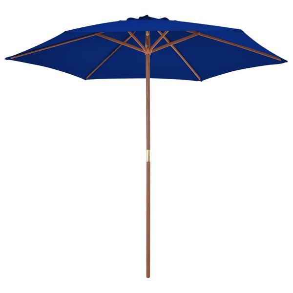 vidaXL Ombrellone da Giardino con Palo in Legno Blu 270 cm