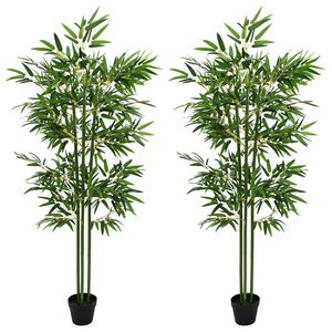 vidaXL Albero di Bamb&ugrave; 2 pcs Verde 45 x 18 x 175 cm Tessuto e Bamb&ugrave;