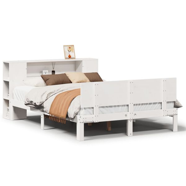 vidaXL Letto Libreria senza Materasso Bianco 140x200 cm Legno di Pino