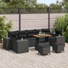 vidaXL Set Divano da Giardino 10 pcs Nero polyrattan
