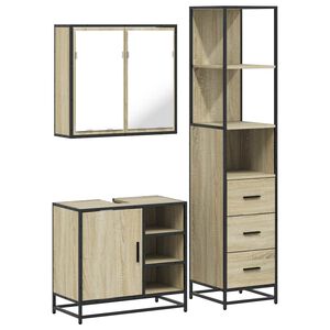 vidaXL Set Mobili da Bagno 3 pz Rovere Sonoma in Legno Multistrato