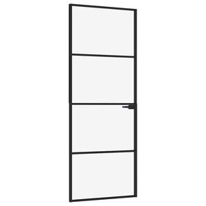 vidaXL Porta Interna Nera 76x201,5cm Vetro Temperato Alluminio Sottile