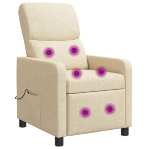 vidaXL Poltrona reclinabile Crema Tessuto