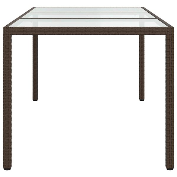 vidaXL Tavolo Giardino Marrone 190x90x75cm Vetro Temperato Polyrattan