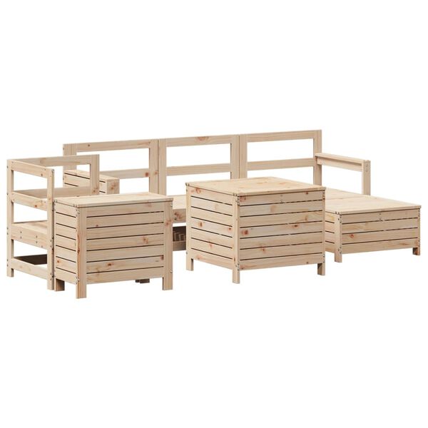 vidaXL Set Divani da Giardino 7 pz in Legno Massello di Pino