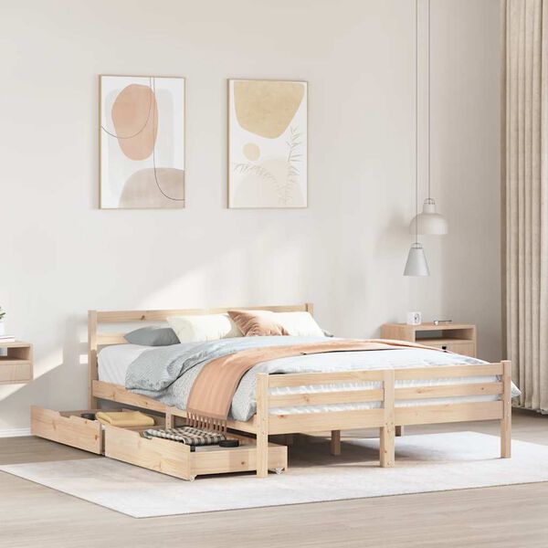vidaXL Letto senza Materasso 135x190 cm in Legno Massello di Pino
