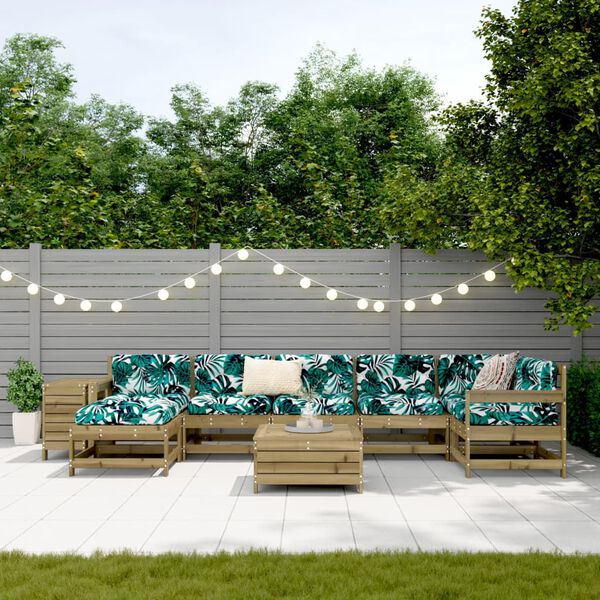 vidaXL Set Divani da Giardino 9 pz in Legno Impregnato di Pino