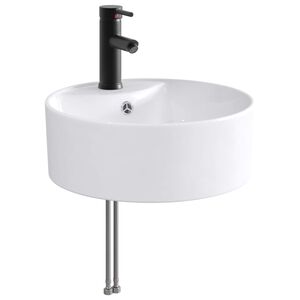 vidaXL Lavabo con rubinetto e scarico Nero Opaco 40,5 x 40,5 x 15 cm