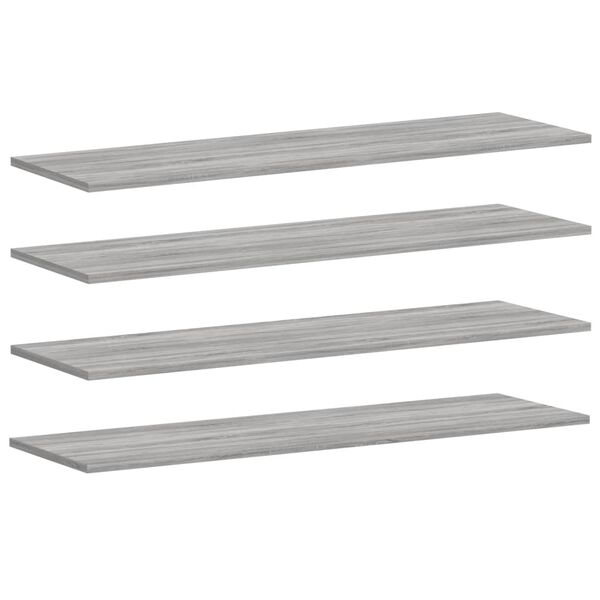 vidaXL Mensole Parete 4pz Grigio Sonoma 100x30x1,5cm Legno Multistrato