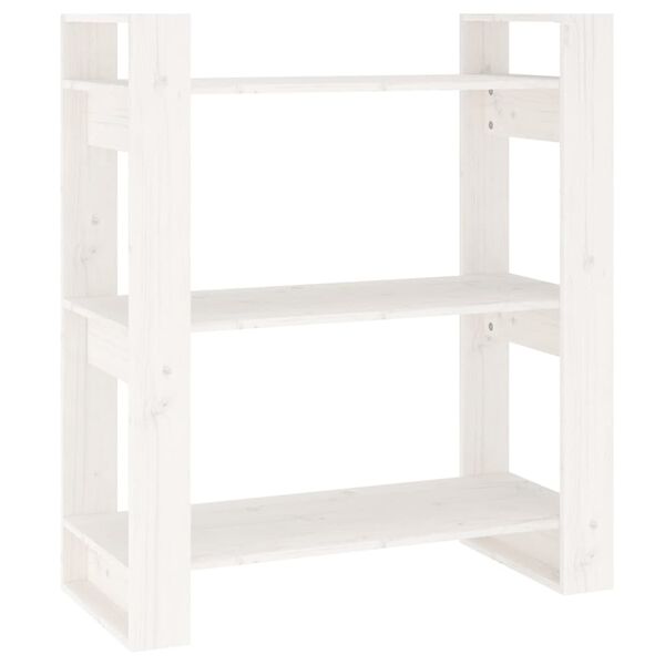 vidaXL Libreria/Divisorio Bianco 80x35x91 cm in Legno Massello di Pino