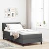 vidaXL Letto a molle con materasso Grigio scuro 90 x 190 cm Tessuto