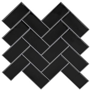vidaXL Piastrella a Spina di Pesce 10 pz Nero 30 x 30 cm
