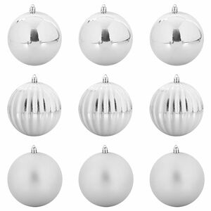 vidaXL Set di Palle di Natale 9 pcs Argento Plastica