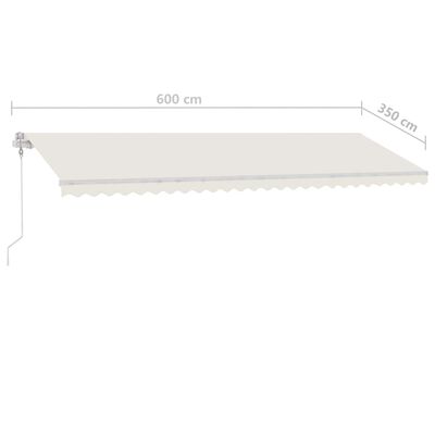 vidaXL Tenda da Sole Retrattile Manuale con LED 600x350 cm Crema