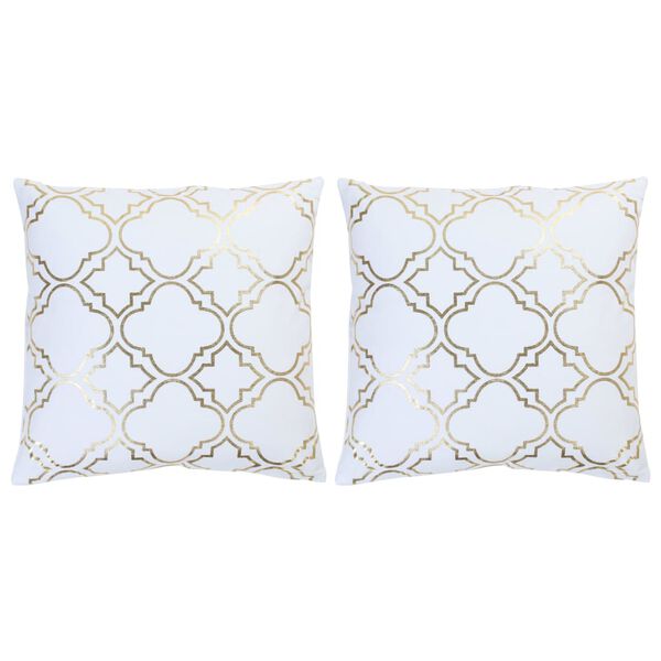 vidaXL Cuscini 2 pz Stampa con Lamina Bianchi e Oro 40x40 cm Cotone