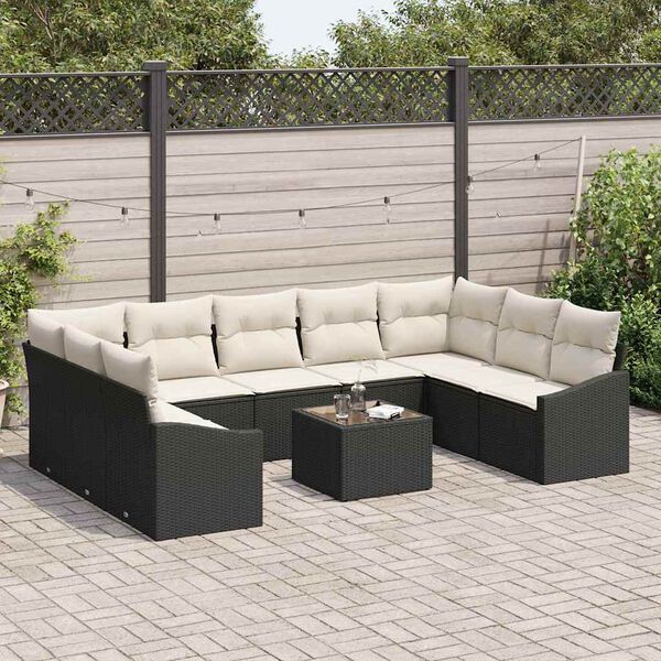 vidaXL Set Divano da Giardino 9 pcs Marrone e Crema polyrattan