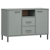 vidaXL Credenza Gambe Metallo Grigio 113x40x77 cm Legno Massello OSLO
