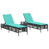 vidaXL Lettini prendisole 2 pz con Tavolino in Polyrattan Nero