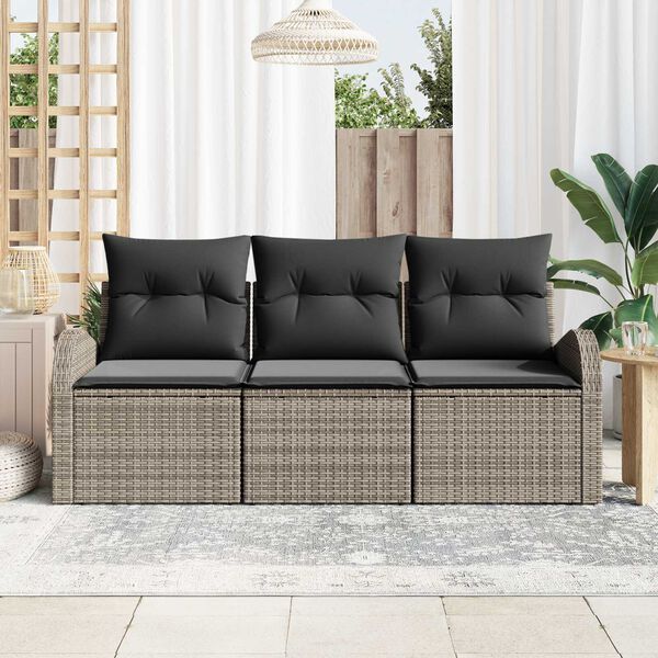 vidaXL Set Divano da Giardino Grigio polyrattan