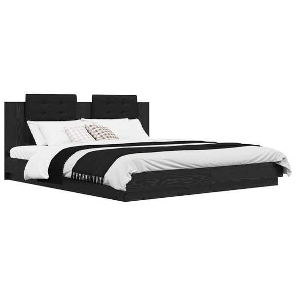 vidaXL Struttura letto con testata Rovere Nero 180 x 200 cm