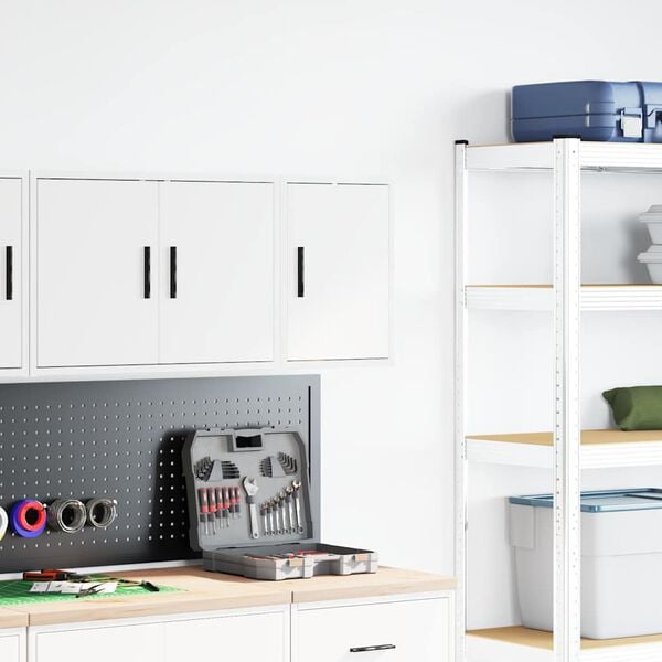 vidaXL Pensile per Garage Bianco in Legno Multistrato