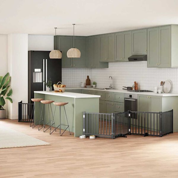 vidaXL Cancello per Cani Porta Pieghevole Nero 6 Pannelli 480cm Pioppo