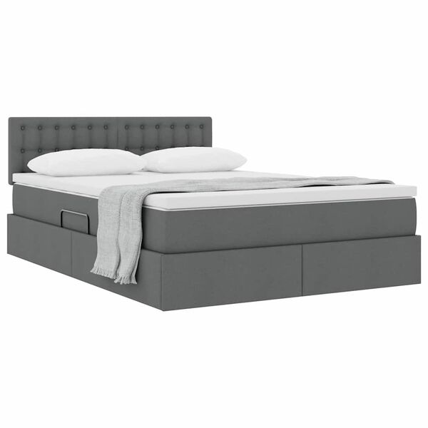 vidaXL Letto con contenitore e materasso Grigio scuro 140 x 190 cm