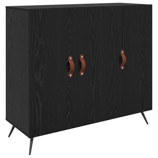 vidaXL Credenza Rovere Nero 89,5 x 34 x 80 cm Legno multistrato