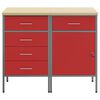 vidaXL Mobile da lavoro con ruota 2 pcs Rosso e Grigio 75 x 45 x 85 cm