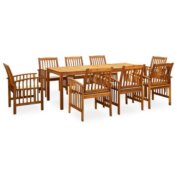 vidaXL Set da Pranzo da Giardino 9 pz con Cuscini Massello di Acacia
