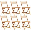 vidaXL Sedie pieghevoli, 6 pezzi, in tessuto beige e legno massello