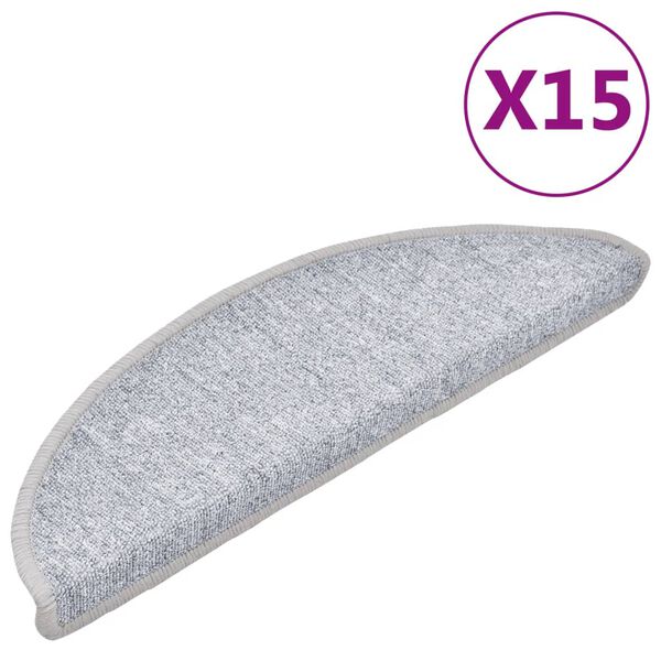 vidaXL Tappetini per Scale 15 pz Grigio Chiaro 56x17x3 cm