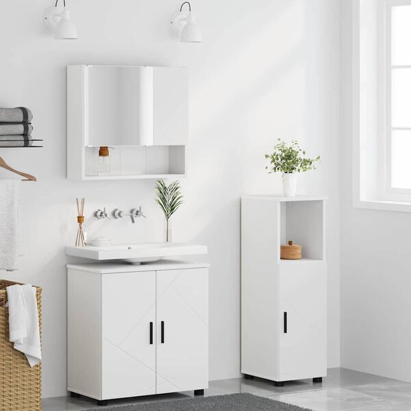 vidaXL Set di mobili per il bagno Montaggio a parete 3 pcs Bianco