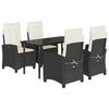 vidaXL Set da Pranzo da Giardino 5 pz Nero con Cuscini in Polyrattan