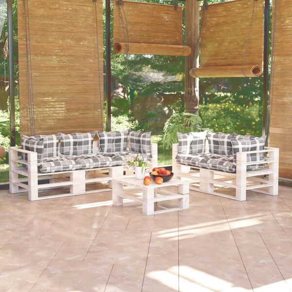 vidaXL Set Divani da Giardino Pallet 6 pz con Cuscini in Legno di Pino