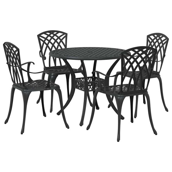 vidaXL Set da Pranzo per Giardino 5 pcs Nero Alluminio