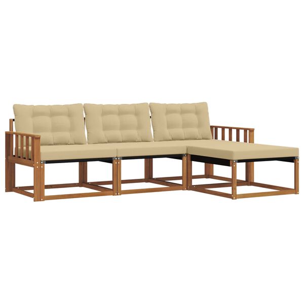 vidaXL Set di divani da esterno con cuscino 4 pcs Naturale e Beige
