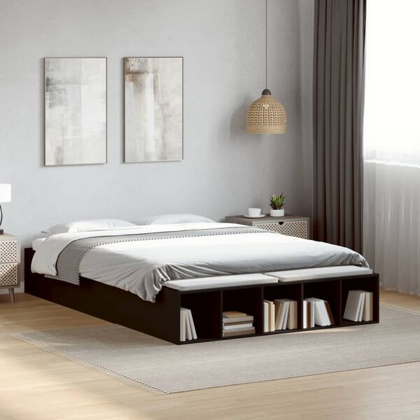 vidaXL Giroletto Nero 135x190 cm in Legno Multistrato