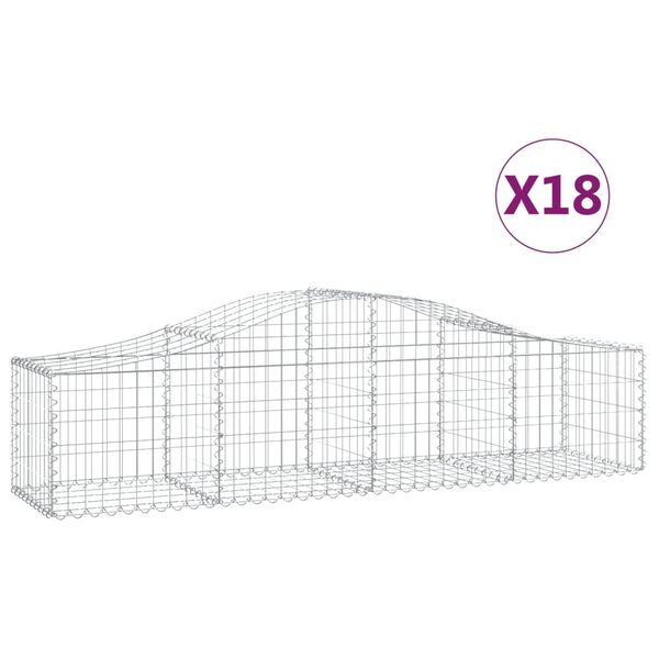 vidaXL Cesti Gabbioni ad Arco 18 pz 200x50x40/60 cm Ferro Zincato