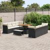 vidaXL Set Divano da Giardino 11 pcs Nero e Crema polyrattan