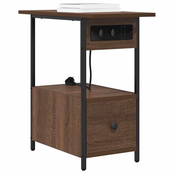 vidaXL Armadio da Notte con cassetto Rovere Marrone 60 x 30 x 61 cm