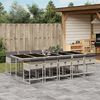 vidaXL Set Pranzo Giardino 11pz con Cuscini Grigio Chiaro Polyrattan