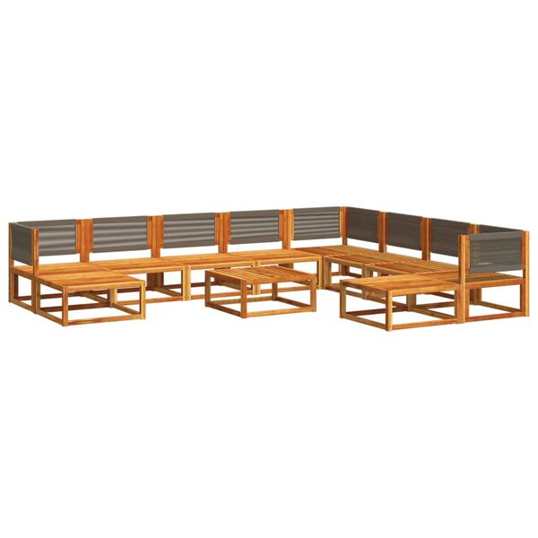 vidaXL Set di divani da giardino 11 pz con cuscini in legno di acacia e corda